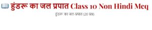 हुंडरू का जल प्रपात Class 10 Non Hindi Mcq